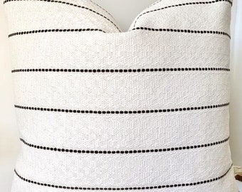 Outdoor Pillows Double Sided  Black & White Pillow Cover |striped | Neutral Decor High Performance Patio Pillow Cover