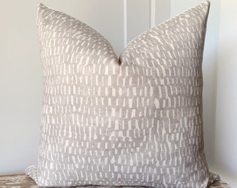 Silvery Grey Abstract Print Pillow Cover: Boho Modern Neutral Decor