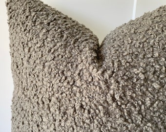 Gray Bouclé Pillow Cover: Modern Minimalist Faux Sherpa