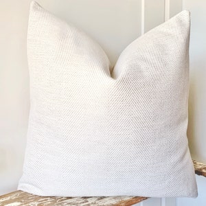 Outdoor Pillow High Performance Pillow DoubleSided Pillow Cover herringbone Pillow indoor outdoor Neutral Decor  white beige modern pillow