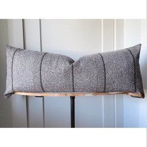 Outdoor Pillow Double Sided Heathered Gray Black Pinstripe Pillow Cover | Neutral Decor High Performance pillows Rustic