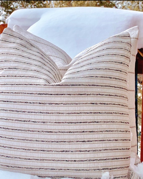 Outdoor Pillow Striped Double Sided off White Cream Black Natural Pillow Cover woven Stripe Neutral Decor High Performance Pillows Etsy UK