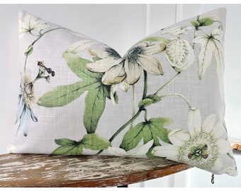 Doublesided Modern Bohemian Pillow Cover | Linen Pillow |Throw Pillow | Mud cloth mixer |Passion Vine Designer Pillow|Floral Print Pillow