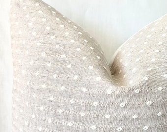 Swiss Dot Neutral Decor Pillow Cover | Textural | Mudcloth Look | Flax Ivory Off white | Neutral Decor Pillow | Linen Pillow