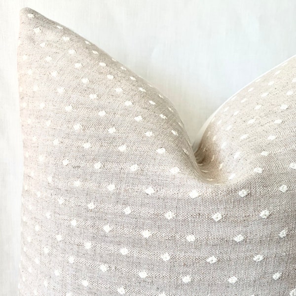 Swiss Dot Neutral Decor Pillow Cover | Textural | Mudcloth Look | Flax Ivory Off white | Neutral Decor Pillow | Linen Pillow