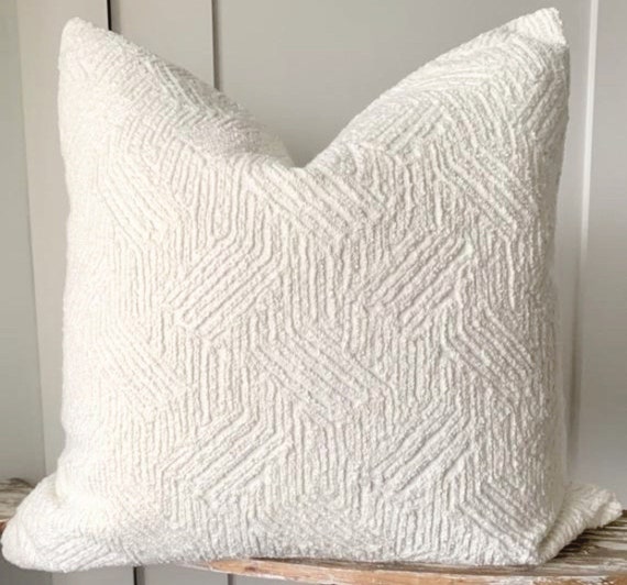 Small Lumbar Pillow Off-white and Gray Cute Lumbar Pillow  Cover-handmade-handwoven Decorative Pillow Bohemian Lumbar Bohemian Pillow  