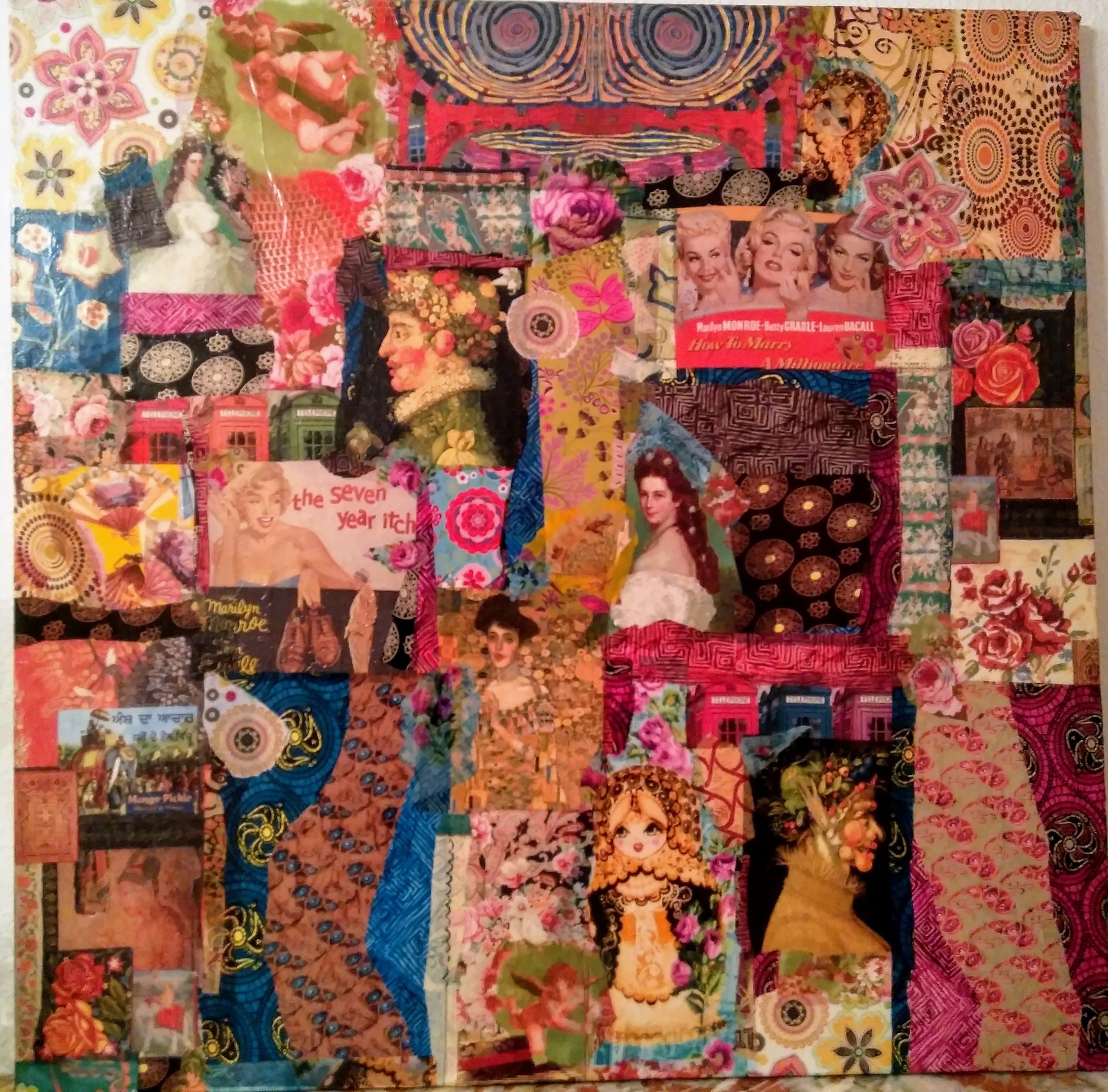 Tableau Collages Papiers sur Toile Marylin