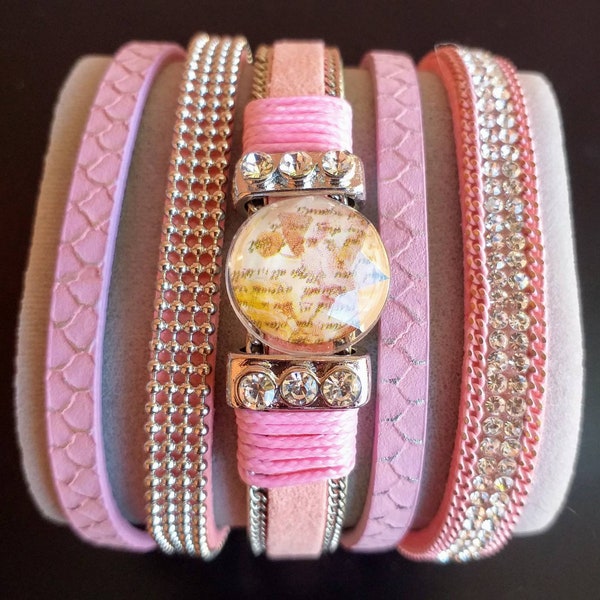 Bracelet manchette rose