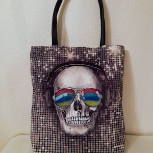 Printed velvet tote bag