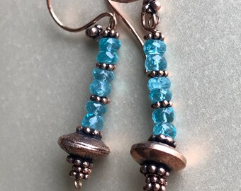 Apatite Earrings Drop Dangle Caribbean Blue