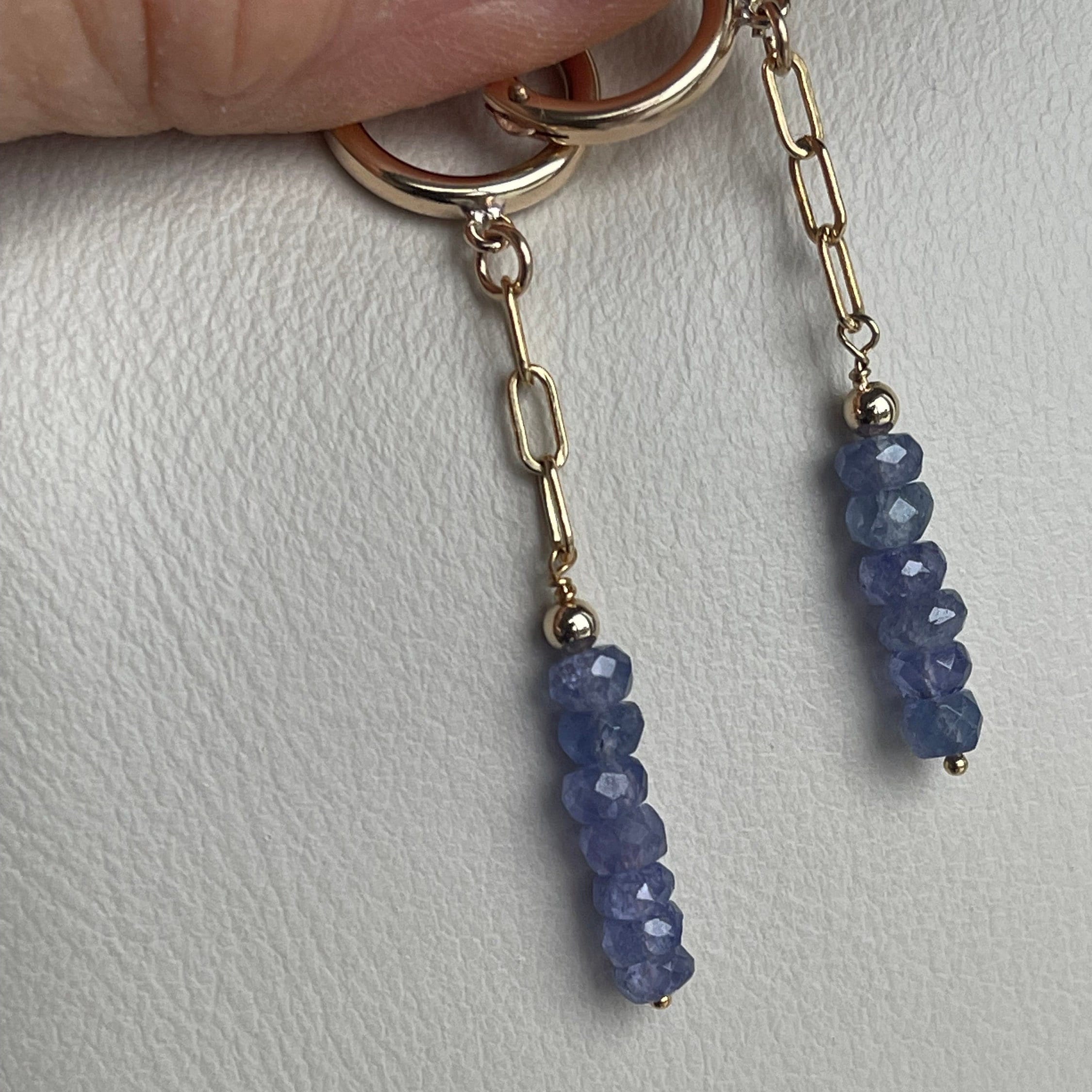 Tanzanite 14K Gold Filled Earrings~ Hoop Earrings~14k GF Paper 