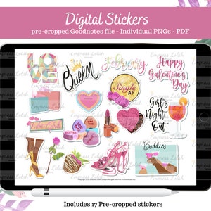 Valentijnsdag Galentine digitale planner-stickers voor GoodNotes