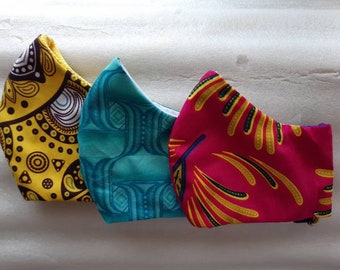 Face Mask/Protective Face Mask/Non-medical Filter Pocket Face Mask, Cloth Face Mask  UK made blue, red, yellow Ankara