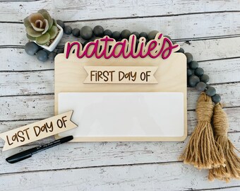Personalized First Day of School Sign, Baby to School Sign, Reusable Dry Erase Sign
