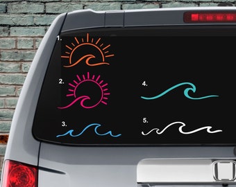 Wave Sun Beach Vinyl Car Decal Sticker, Wave Sticker, Ocean Wave Decal, Love the Beach, Salt Waves, Beach Life, Tumbler Decal, Laptop Decal