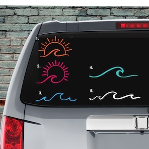 Wave Sun Beach Vinyl Car Decal Sticker, Wave Sticker, Ocean Wave Decal, Love the Beach, Salt Waves, Beach Life, Tumbler Decal, Laptop Decal