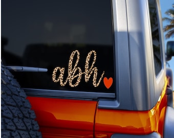 Leopard Print Monogram, Monogram Car Decal Sticker, Laptop Monogram, Tumbler Monogram Sticker, Monogram for Phone, Monogram Decal for Car