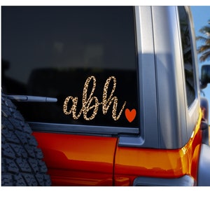 Leopard Print Monogram, Monogram Car Decal Sticker, Laptop Monogram, Tumbler Monogram Sticker, Monogram for Phone, Monogram Decal for Car