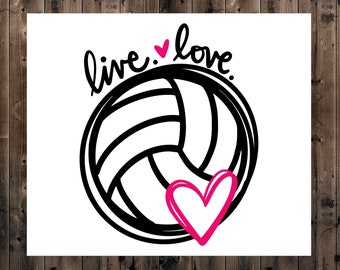 Volleyball Decal Sticker, Live Love Volleyball, Water Bottle Sticker, Car Window Sticker, Sports Decal, Car Window Sticker, Tumbler Sticker