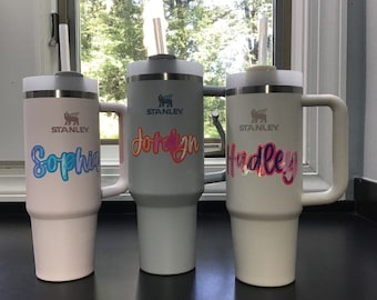 Layered Name Decal 4” Width, Custom Vinyl Name Decal, Vinyl Sticker for Water Bottle, Laptop Name Sticker, Holographic Name Decal Sticker