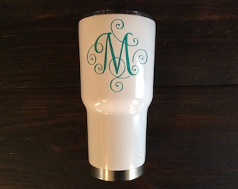 YETI Monogram Decal, YETI Decal for Women, Scroll Monogram for Yeti, Cup Decal, Vinyl Cup Decal, Custom Vinyl Stickers, Yeti Rambler Decal