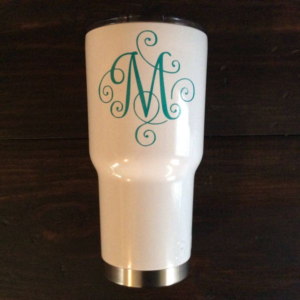 YETI Monogram Decal, YETI Decal for Women, Scroll Monogram for Yeti, Cup Decal, Vinyl Cup Decal, Custom Vinyl Stickers, Yeti Rambler Decal