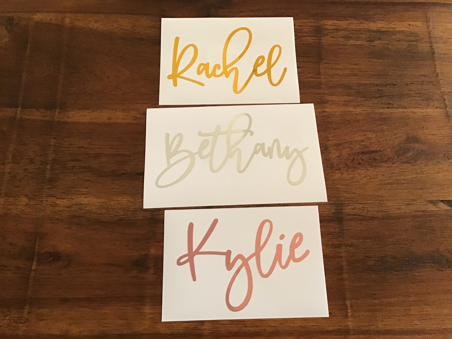 Custom Handwritten Rose Gold Name Decals for Champagne Flutes Etsy