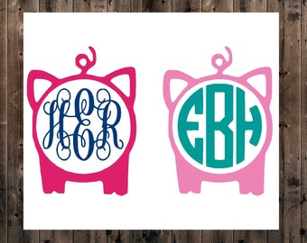 Pig Monogram Decal-Piggy Monogram-Yeti Monogram Decal-Pig Sicker-Pig Mom-Show-Farm Decal-Pig Monogram Decal-Monogram Cup Decal 7FA