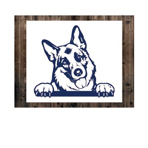 German Shepherd Decal, German Shepherd Sticker, Peeking German Shepherd Decal, Dog Mom Sticker, Laptop Sticker, Dog Lover Sticker 2DO