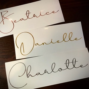Custom Handwritten Name Decals for Champagne Flute Wine Tumbler, Gift Box Sticker, Vinyl Name Decal, Bridal Party Decals, Laptop Sticker 3NA