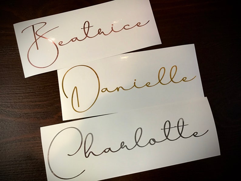 Custom Handwritten Name Decals for Champagne Flute Wine Tumbler, Gift Box Sticker, Vinyl Name Decal, Bridal Party Decals, Laptop Sticker 3NA 