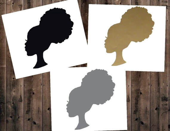 Afro Puff Vinyl Decal, Afro Girl Tumbler Decal, African American Women Yeti Sticker, Afro Puff Silhouette, Laptop Decal, Car Sticker