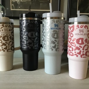 Leopard Print Glitter Vinyl Wrap for 40oz Tumbler Cup, Cheetah Print Vinyl Decal Wrap, Leopard Decal for 30oz Cup, Travel Mug, Stanley Decal