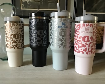 Leopard Print Glitter Vinyl Wrap for 40oz Tumbler Cup, Cheetah Print Vinyl Decal Wrap, Leopard Decal for 30oz Cup, Travel Mug, Stanley Decal