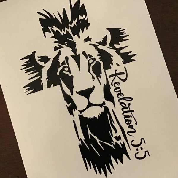 Lion of Judah Decal for Car Window, Revelation 5:5 Decal, Bible Verse Sticker, Inspirational Decal, Christian Decal, Laptop Sticker 8IN