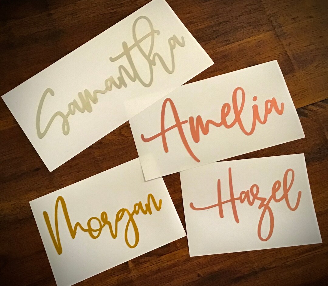 Custom Handwritten Rose Gold Name Decals for Champagne Flutes Wine