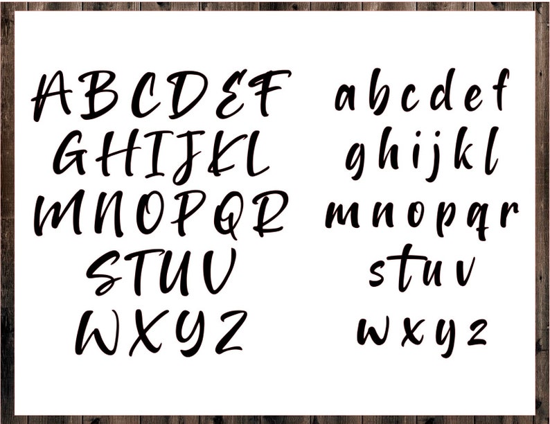May include: A black and white image of the alphabet in uppercase and lowercase letters. The letters are written in a handwritten style font.