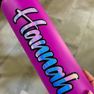 Holographic Name Decal Sticker, Custom Vinyl Name Decal, Name Sticker for Water Bottle, Two Colored Name Decal, Layered Name Sticker