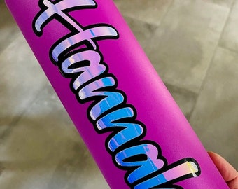 Holographic Name Decal Sticker, Custom Vinyl Name Decal, Name Sticker for Water Bottle, Two Colored Name Decal, Layered Name Sticker