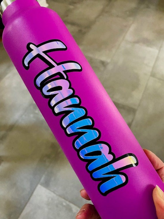 Holographic Name Decal Sticker, Custom Vinyl Name Decal, Name Sticker for Water Bottle, Two Colored Name Decal, Layered Name Sticker