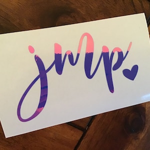 Monogram Initial Decal with Hearts, Monogram Car Decal, Decal for Women, Custom Initial Decal Sticker, Personalized Decal 2HO 3NA