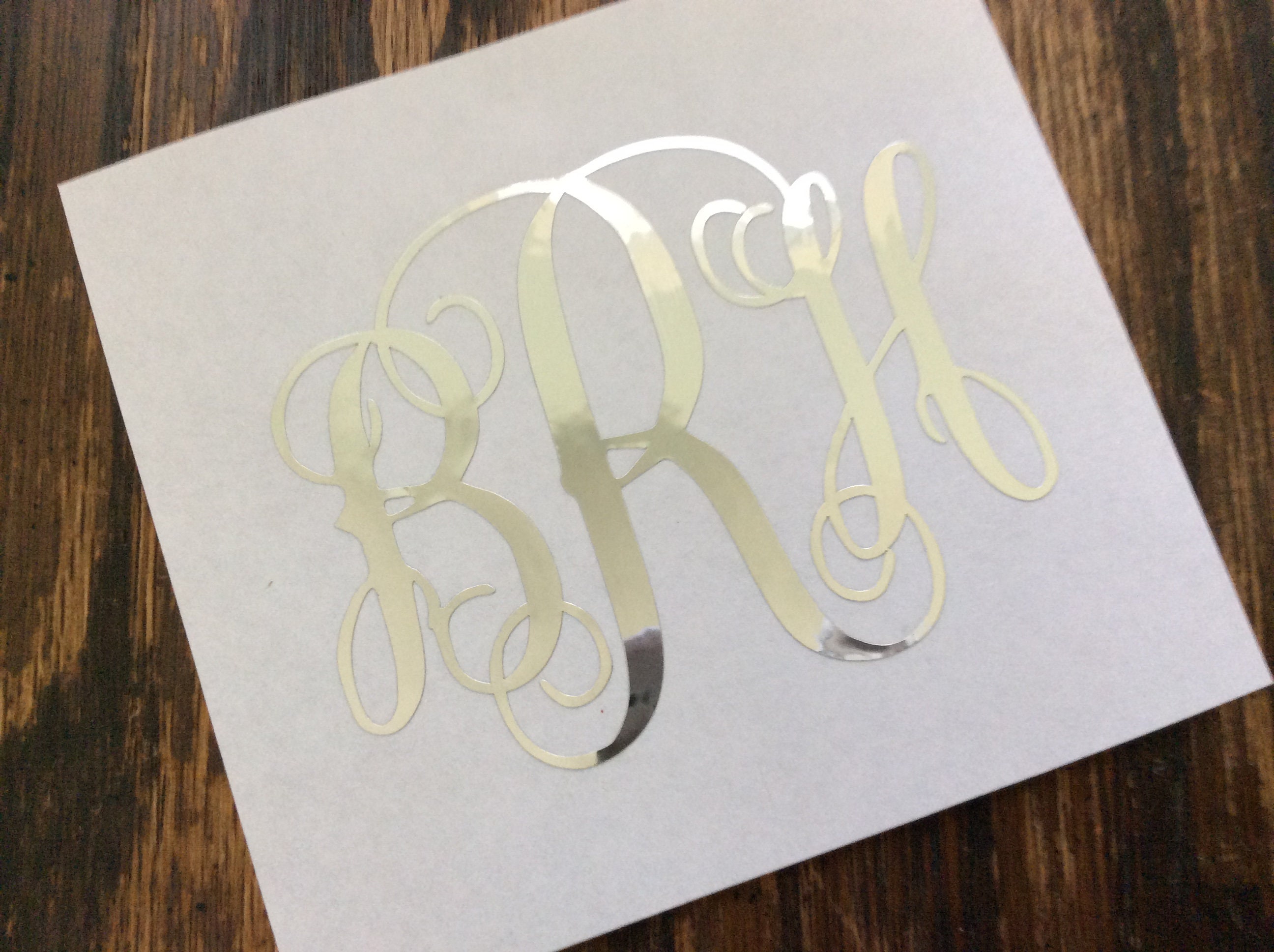 Monogram Decal, Silver Monogram Decal, Decal for Women, Vine Monogram ...