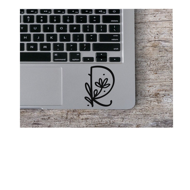 Single Letter Flower Decal Sticker, Flower Initial Decal, Monogram for Laptop, Floral Letter Decal, Tumbler Cup Sticker, Letter Sticker 6IN image 1