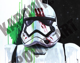 An original acrylic painting of FN-2187, Fin the stormtrooper from Star Wars