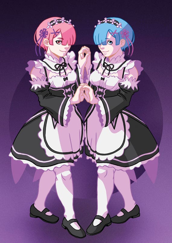 Rem Ram Print Re Zero Etsy