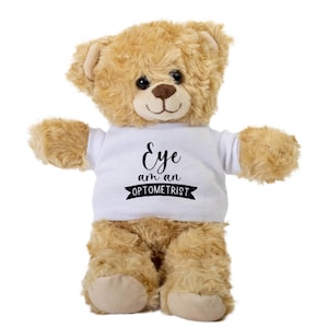 Optometry Teddy Bear, Gift Stuffed Animal, Plush Teddy Bear with Tee, Welcoming Baby Gift, Gift For Her, Gift For Newborn