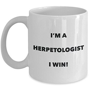 Ik ben een herpetoloog mok die ik win - grappige koffiekopje - nieuwigheid verjaardag kerst gag geschenken idee