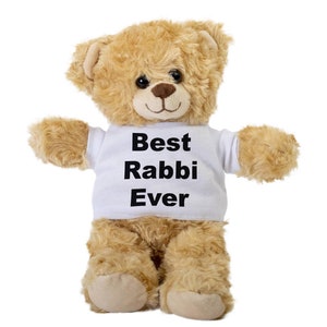 Rabbi Teddy Bear, Gift Stuffed Animal, Plush Teddy Bear with Tee, Welcoming Baby Gift, Gift For Her, Gift For Newborn