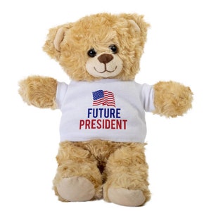 Future President Teddy Bear, Gift Stuffed Animal, Plush Teddy Bear with Tee, Welcoming Baby Gift, Gift For Her, Gift For Newborn