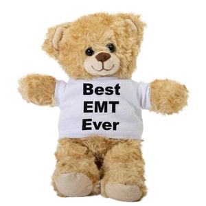 EMT Teddy Bear, Gift Stuffed Animal, Plush Teddy Bear with Tee, Welcoming Baby Gift, Gift For Her, Gift For Newborn